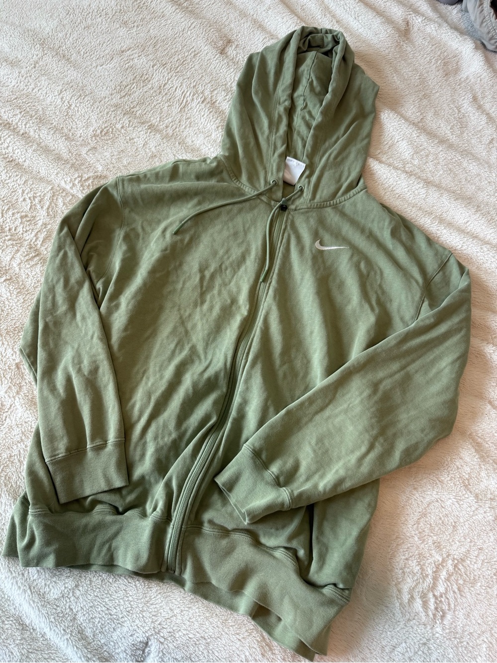 Nike Green oversized Full-Zip Hoodie with White Swoosh